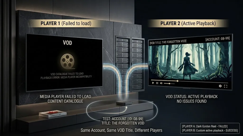 Testing the same IPTV VOD title in a second player